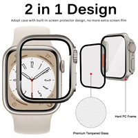 Verre + boîtier pour Apple Watch 44mm 45mm 41mm 40mm 42mm 38mm, couvercle de protection d'écran, changement Ultra pare-chocs iWatch série 9 8 7 SE 6 5 3 2