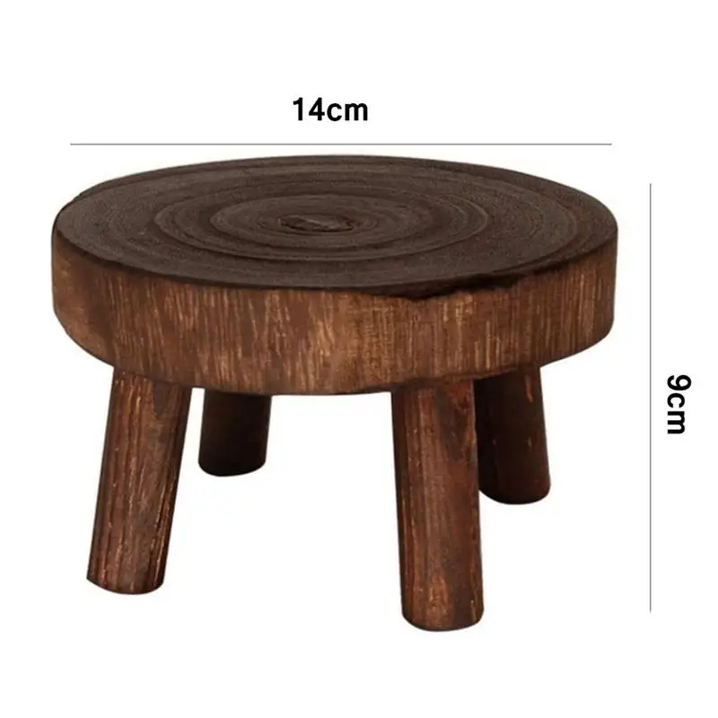 Garden Flower Pot Stand Solid Wood Round Bench Flower Pot Holder Plant and Succulent Base Display Stand Stool Home
