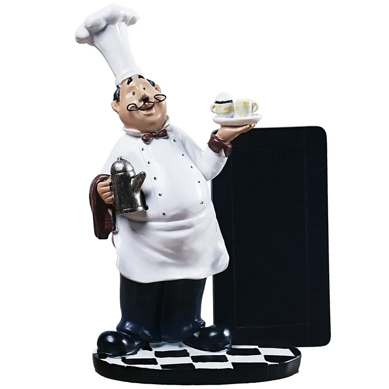 

Country Retro Chef Statue Figurines Sculpture Kitchen Home Dinner Resin Cook Shape For Interior Room Ornaments Message board