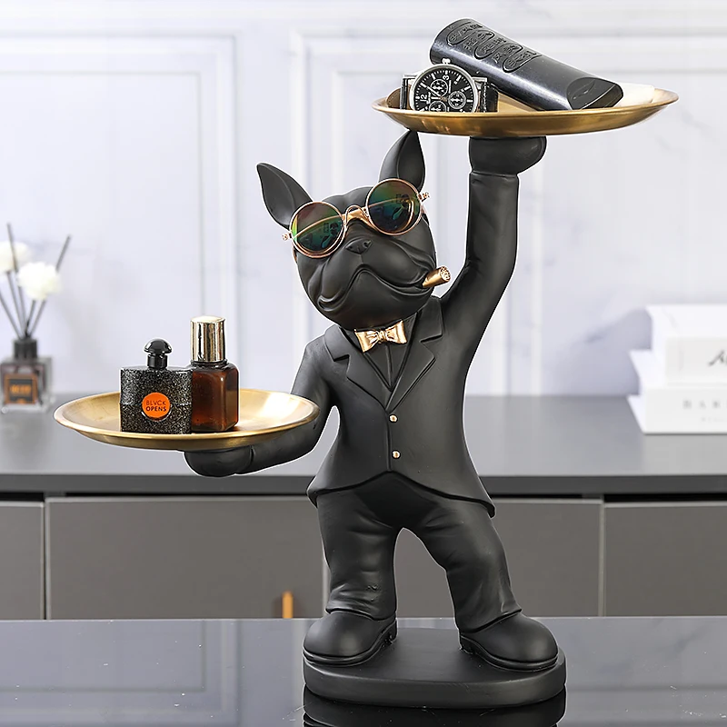 

Resin French Bulldog Statue Storage Decorative Sculptures for Home Animal Figurine Decor Gift Dog Craft Ornament Room Decor