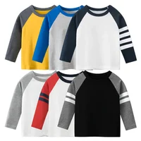 Solid Color Blank Shirt Boys Kid Children's Clothing 2024 Autumn Clothes Pachwork Long Sleeve T-shirt for Girls Cotton Tops Tees 1