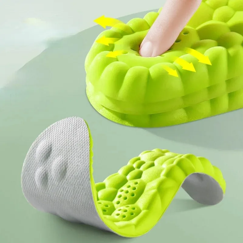 4D Sport Insoles Soft Breathable High-elasticity Shock Absorption Running Shoe Pad for Men Women