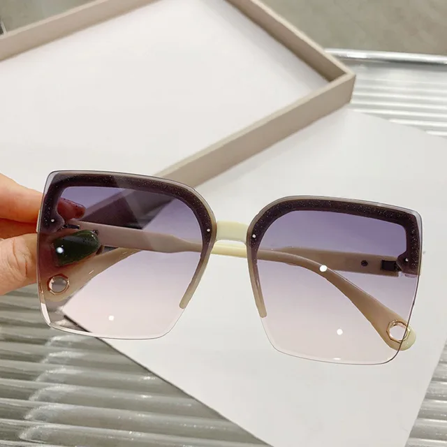 2023 Új Divat Túlméretezett Napszemüveg Férfiak És Nők Rimless Square Szemüvegek Luxusmárka Design Uv400 Női Árnyalatok - Image 4