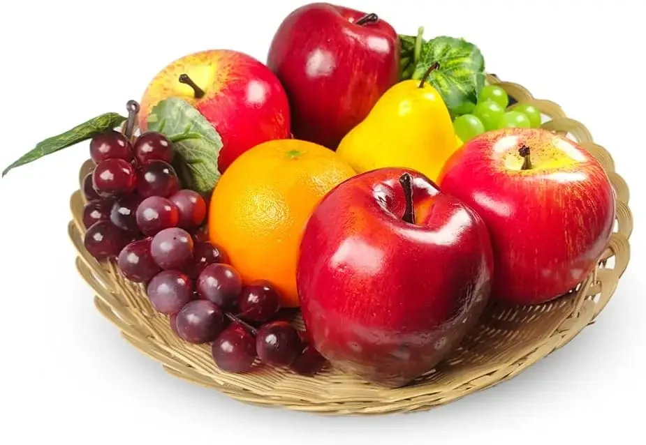 Frutta Artificiale Per Decorazione - 6 Tipi, 8 Pezzi | Mela, Pera, Uva, Arancia Per Casa, Feste, Foto
