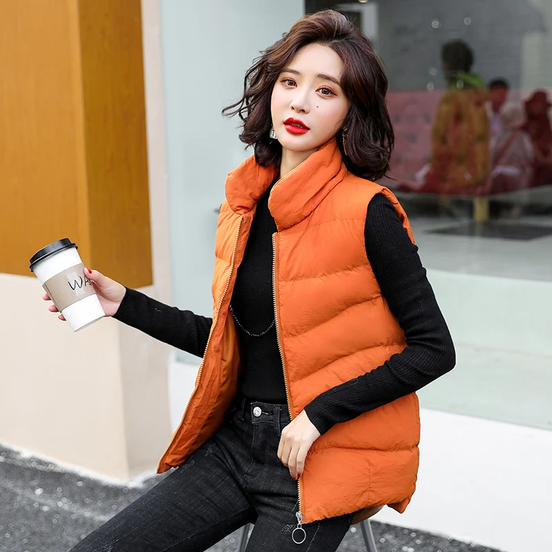 Collar down cotton vest women 2021 autumn winter new South Korea loose warm thickened fashion coat vest women maxi puffer coat womens Coats & Jackets