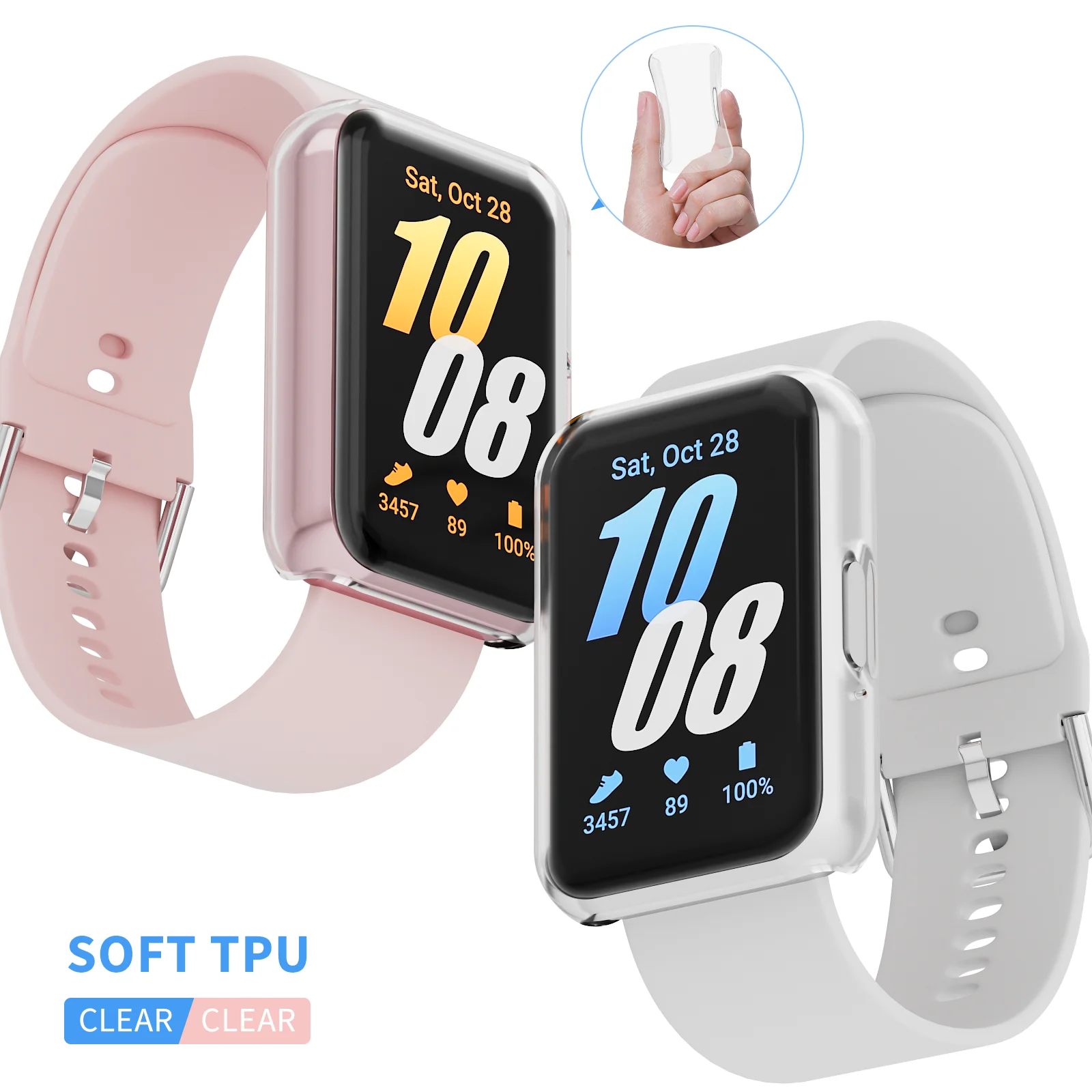 Screen Protector Case for Samsung Galaxy Fit 3 Watch Soft TPU Plated Bumper All-Around Watch Protective Shell