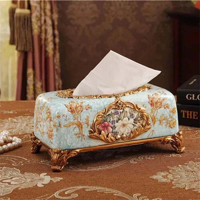 Creative Resin Tissue Box European Light Luxury Home Living Room Bedroom Dining Table Cute Fashionable Paper Storage Box 1Pc
