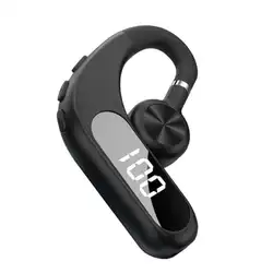 Wireless Bluetooth Air Conduction Earphones with Microphone and Digital Display (Black single ear)