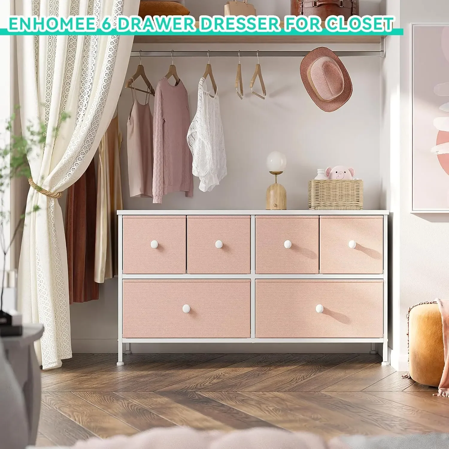 6-Drawer Pink Dresser 6