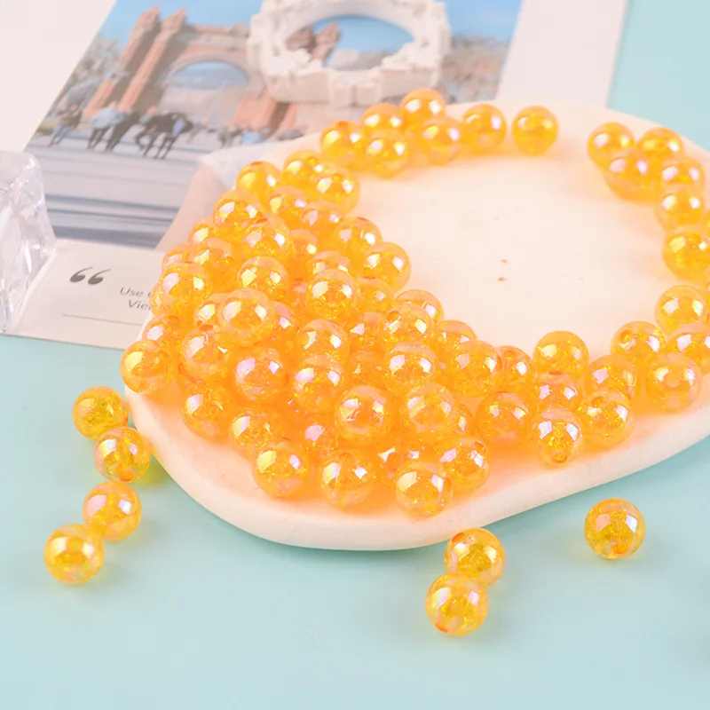 500G 8/10mm 투명 균열 AB 컬러 아크릴 수제 DIY 꽃 비즈 크리스탈 천공 컬러 버스트 비즈