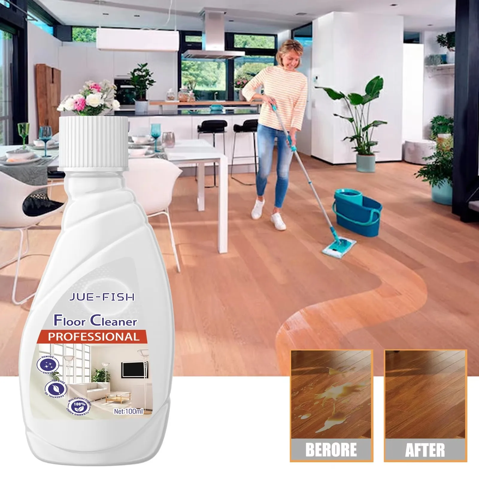 Floor Cleaner Liquid Wood Floor Brightening Tile Stain Remover Polishing Scratch Decontamination Tile Cleaning Solution