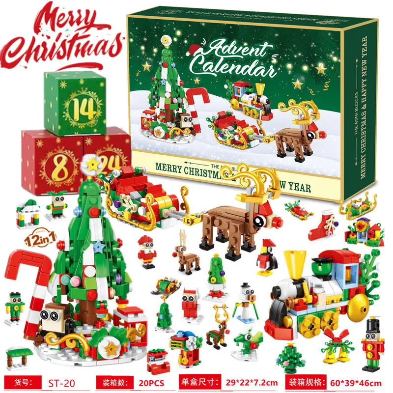 Advent Calendar Christmas Tree Building Toys Christmas Countdown Calendar Building Blocks Kids New Year Gifts Boys Girls