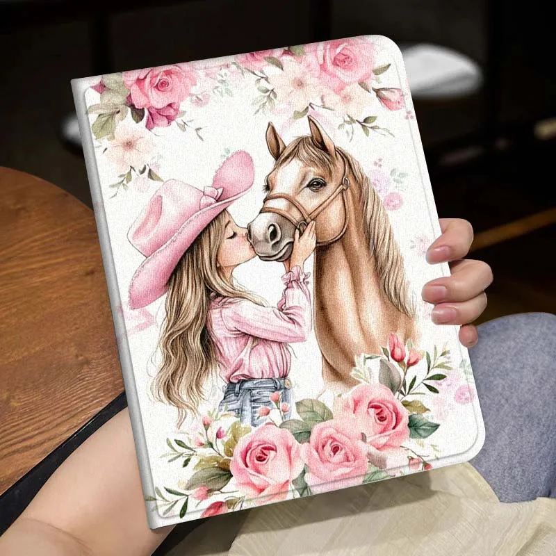 Cartoon Girl and Horse Tablet Case