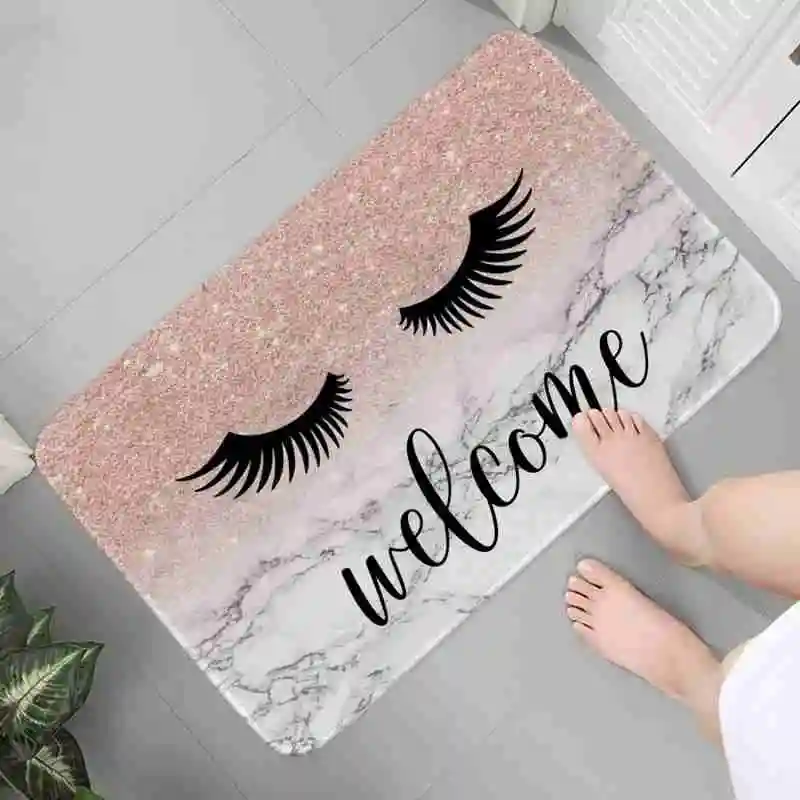 VIKAMA Lightweight Eye Print Crystal Pile Carpet Living Room Bedroom Entrance Foot Mat Kitchen Washable Dirty Resistant Doormat Floor Mat