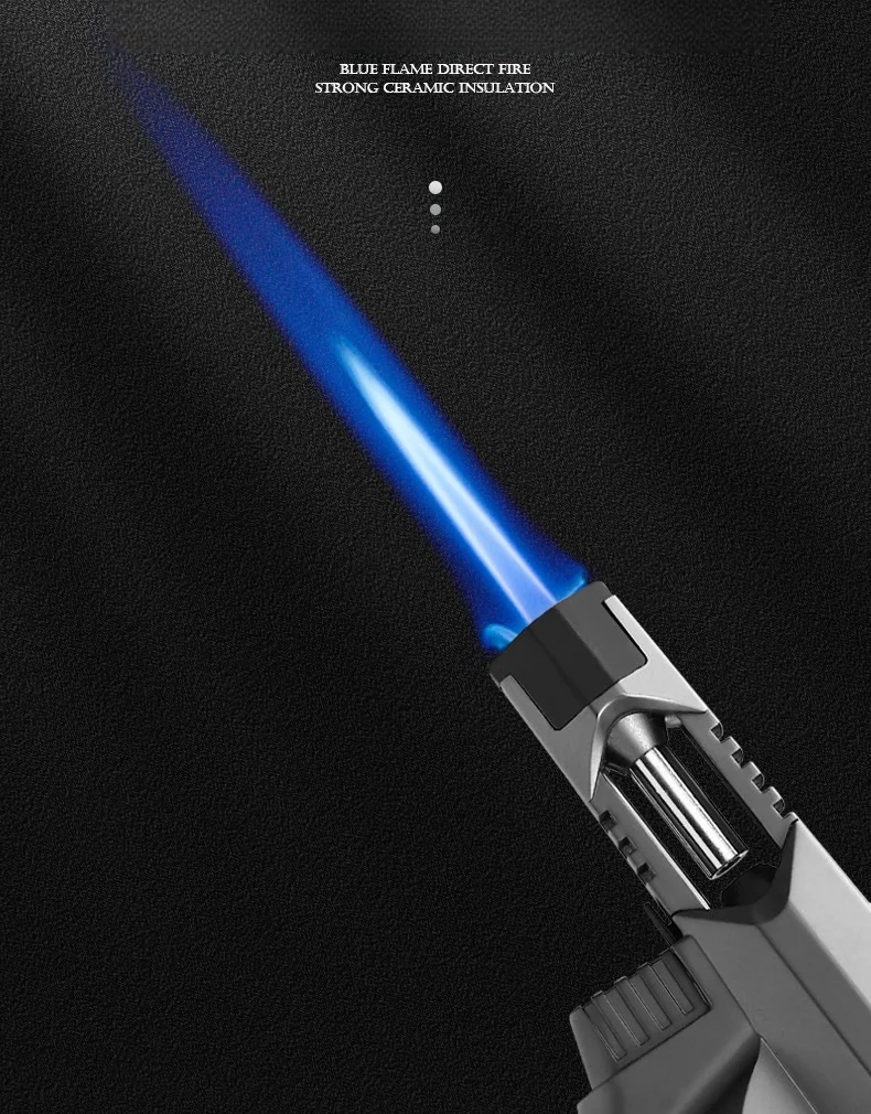 Description Picture 3 of itemJOBON Strong Firepower Blue Flame Turbine Jet Torch 360° Use Welding Gun Butane Gas Lighter Cigar Barbecue Welding Baking Tool