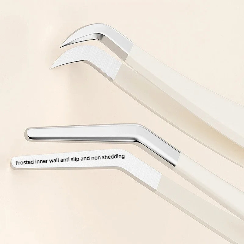 618 4Types Stainless Steel False Eyelash Tweezers Anti-static Pincet Curved Strip Lashes Extension Tweezer Makeup Tools Lashes 4