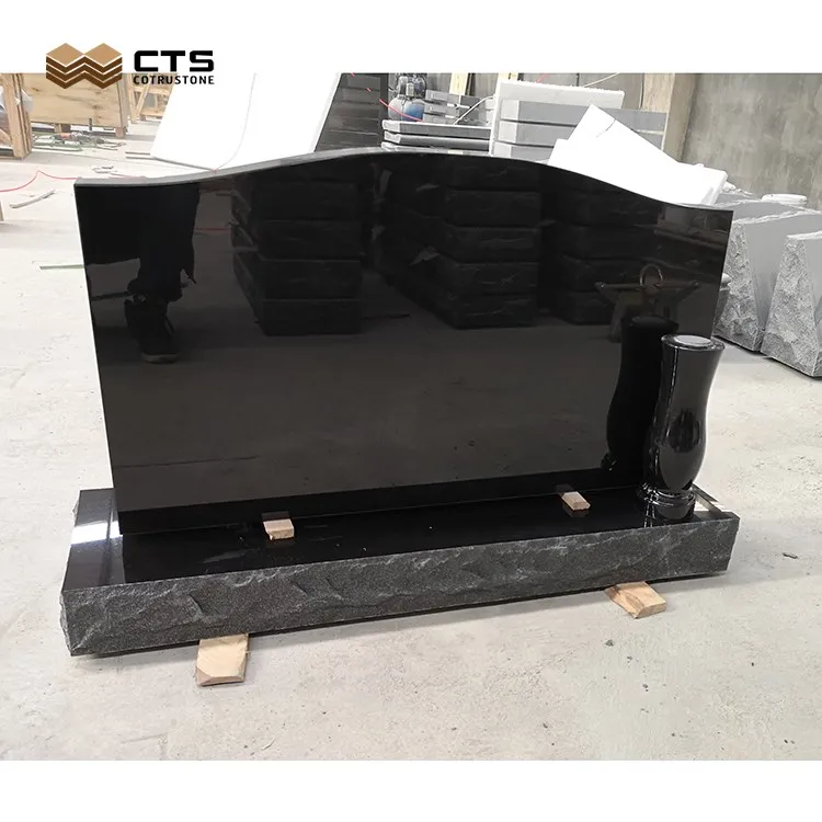 Cemetery Graves Design American Style Headstone Polished Indian Black Granite Monument