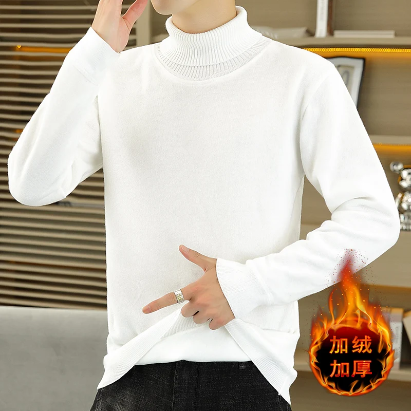 

Zongke Fleece Turtleneck Men Clothing High Collar Pullover Men's Turtleneck Sweater Vintage Knit Turtle Neck Man Clothes 2023