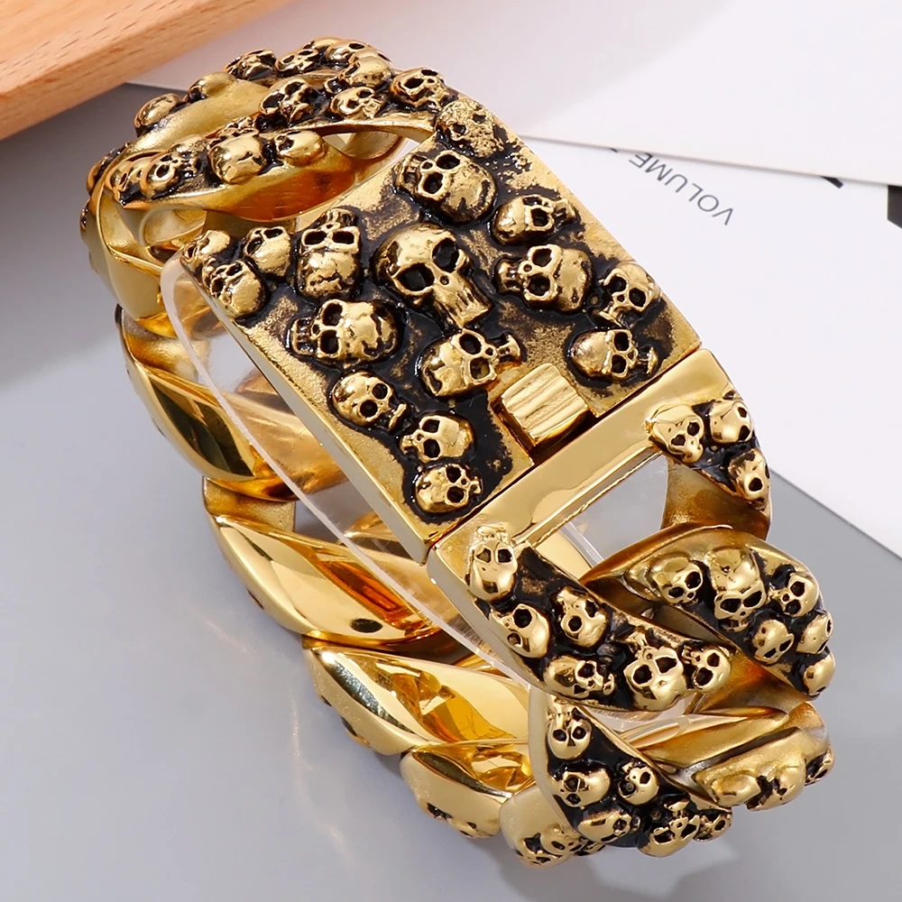 Jewelrywe Bracciale Uomo In Acciaio Inossidabile - Stile Punk Rock Motociclista - 4 Colori Con Velluto - 2