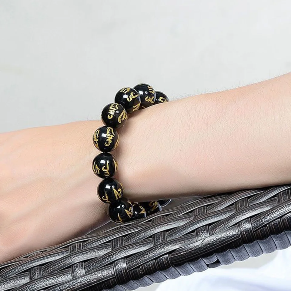 Bracciale Feng Shui In Ossidiana Nera, Braccialetto Con Perline - Foto 10