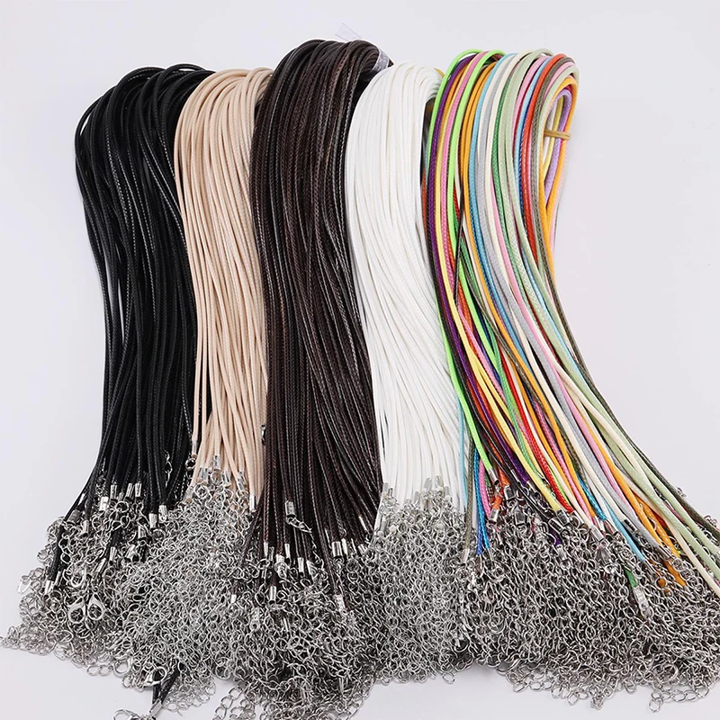 

10Pcs 1.5/2mm Leather Cord for Necklace Bracelet Adjustable Braided Rope String With Lobster Clasp DIY Jewelry Making Findings