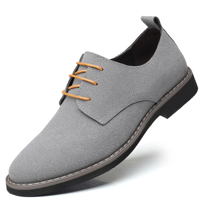 

New Men Shoes Fashion Casual Business Gray Suede Classic Wingtip Laces Comfortable Gentleman Dress Oxford Shoes