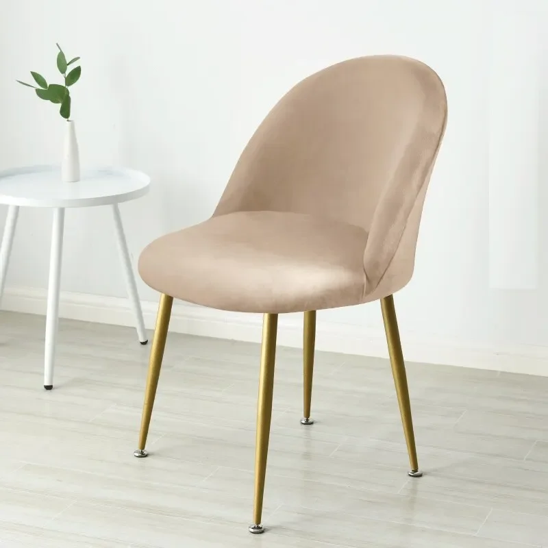 Duckbill Chair Cover Velvet Curved Back Dining Chair Covers Low Back Stretch Slipcovers for Kitchen Hotel Office 1Pc