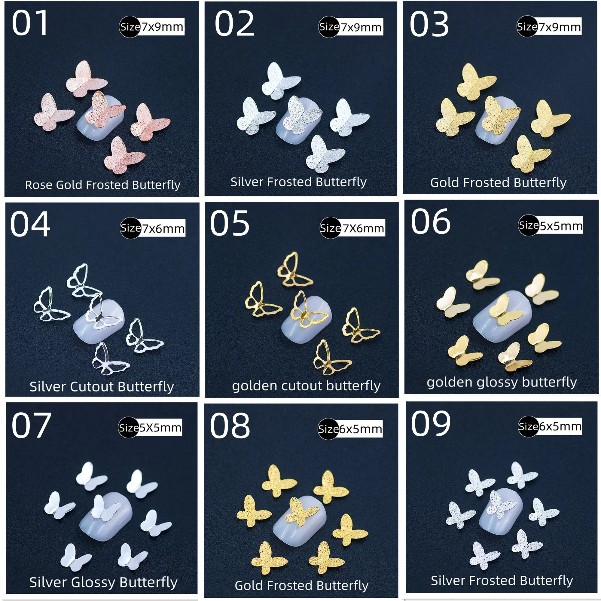 

3D металлическая бабочка для ногтей, золото, серебро, розовое золото, ювелирные изделия «сделай сам», серьги, кольцо, аксессуары, ремесла, оптовая продажа, 10000 шт.