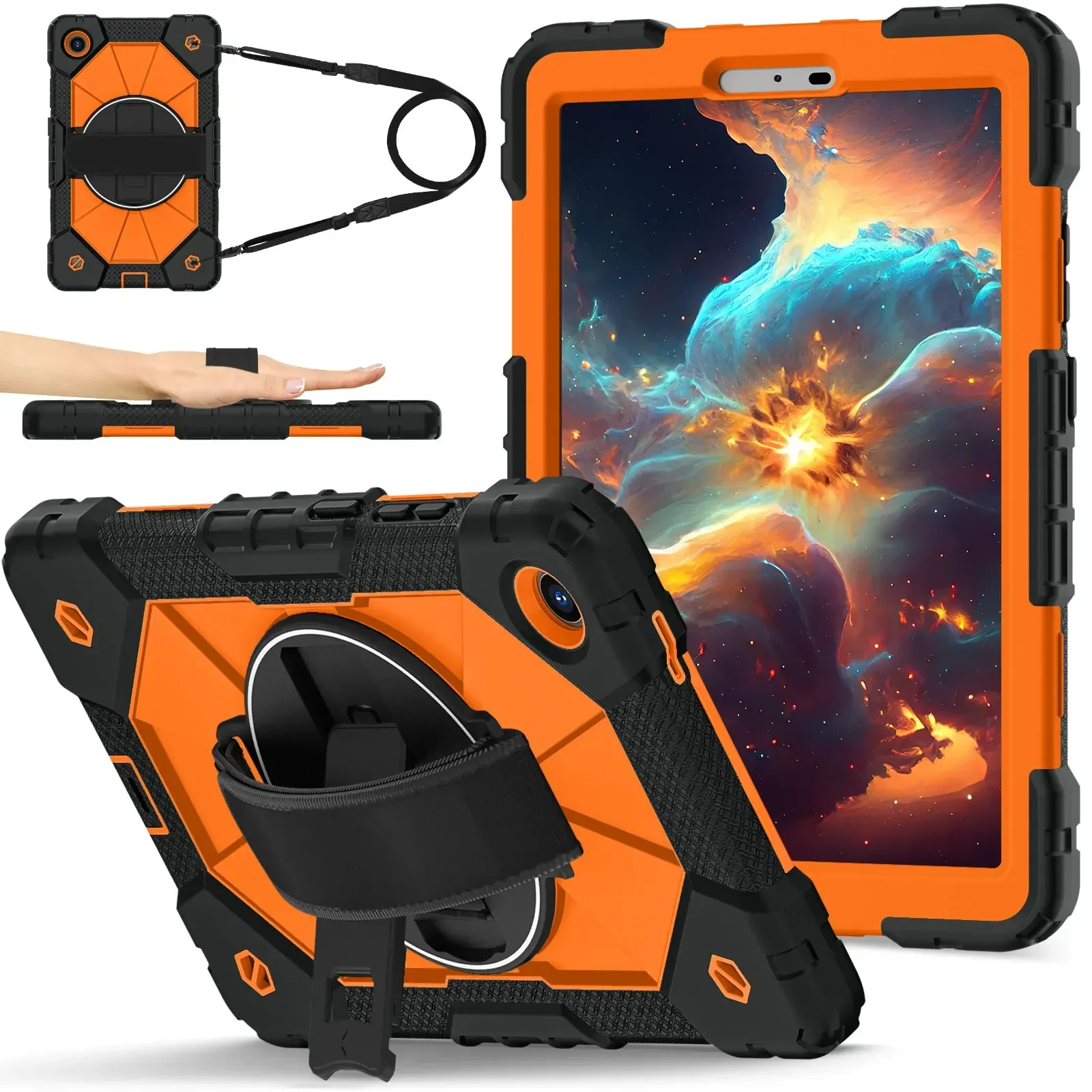 Heavy Duty Rugged Protective Silicone Tablet Case with Strap