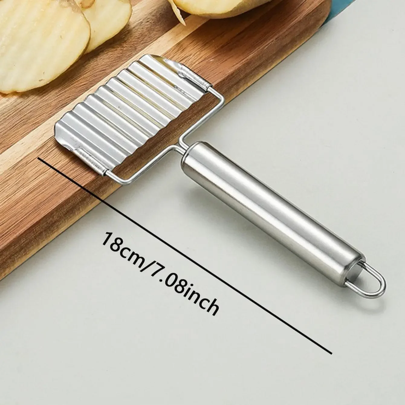 1PC-Stainless Steel Spike Potato Cutting Multifunctional Home Kitchen Vegetable Cutter French Fries Wave Knife Fancy Slicer