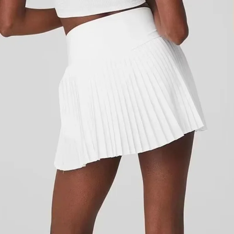 Pleated Sports Skirt Women Fake Two Piece Quick Dry Tennis Skirt Pants Anti-Shine Fitness Yoga Outer Wear