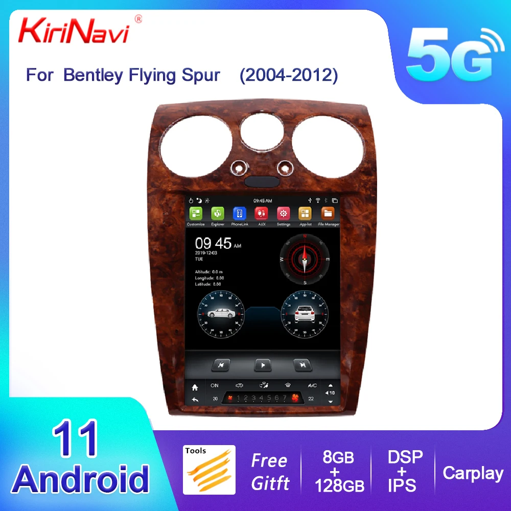 Kirinavi 12.1 "Schermo Verticale Android 13 Autoradio Per Bentley Flying Spur 2004-2012 Navigazione Gps Automatica Lettore Dvd 4G Stereo