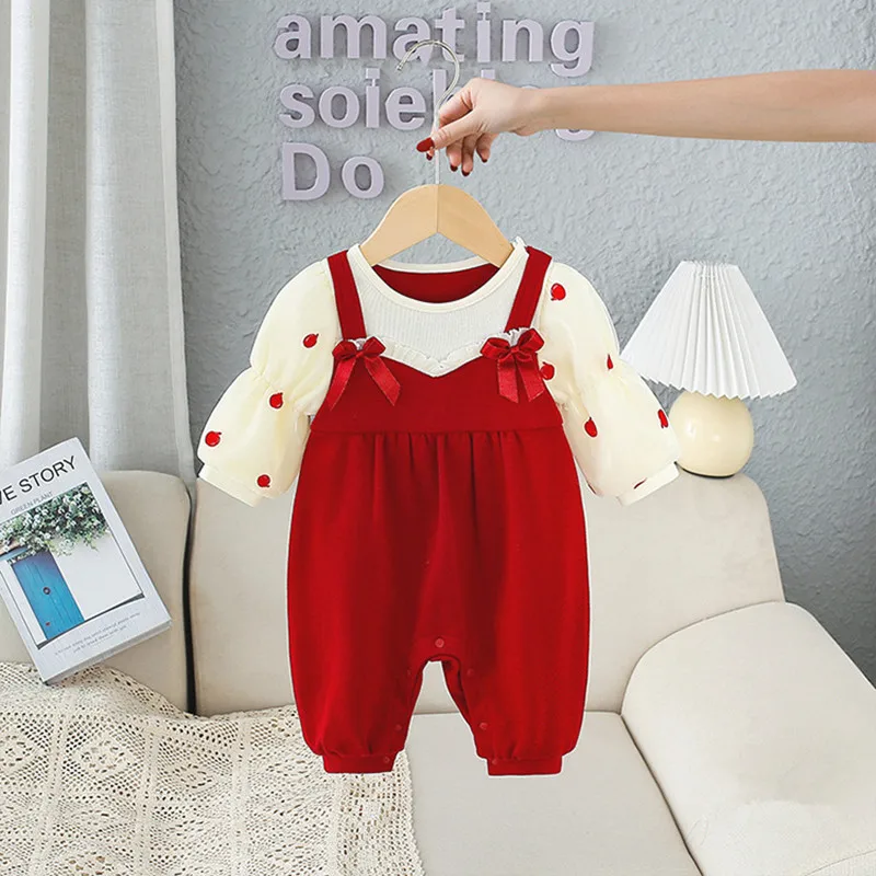 

Newborn Romper Baby Girl Rompers Clothes Long Sleeve Cotton Princess Infant Jumpsuits Birthday Party Wedding Clothing