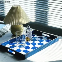 Abstract Distorted Checkered Pattern Storage Trays Decorative Dresser Table Skincare Cosmetic Containers Jewelry Organizer Shelf 1