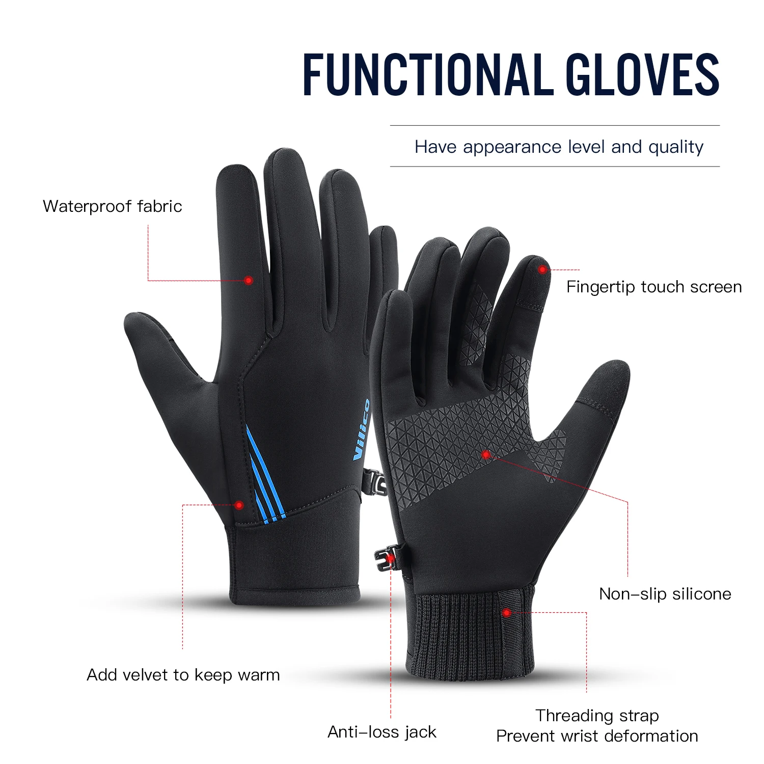 Winter Outdoor Sports Running Glove Warm Touch Screen Gym Fitness Full Finger Gloves For Men Women Sports Gloves