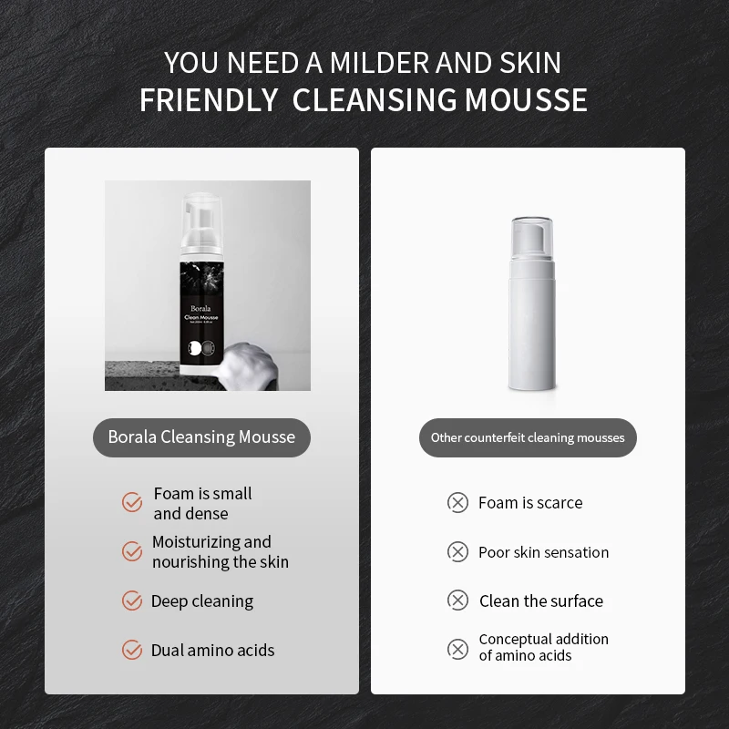 BORALA Clean Mousse for SMP Professional Microblading Scalp Cleaning 200ml Compressive Dense Foam for Permanent Makeup Tattoo