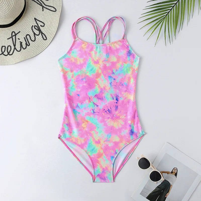 7-16Years Girls Kids Swimsuit Swimwear Tie Dye Children Girl One Piece Swimsuits Beachwear Bathing Suits Monokini LL001 one piece swimsuit children swimsuit children swimsuits