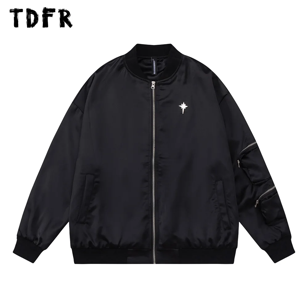 

Zipper Decoration Jacket Mens Autumn Stand Collar Casual Loose Stand Collar Long Sleeve Outerwear Men