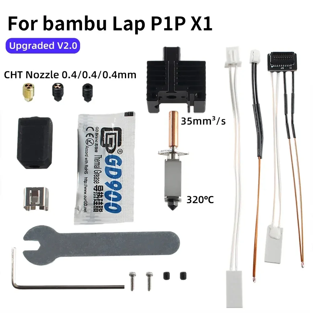Aggiornamento Hotend Per Bambu Lab X1 P1P Carbon Bi Metal Heatbreak Cht Ugello In Acciaio Duro Termistore Fit Bambulabs P1P P1S