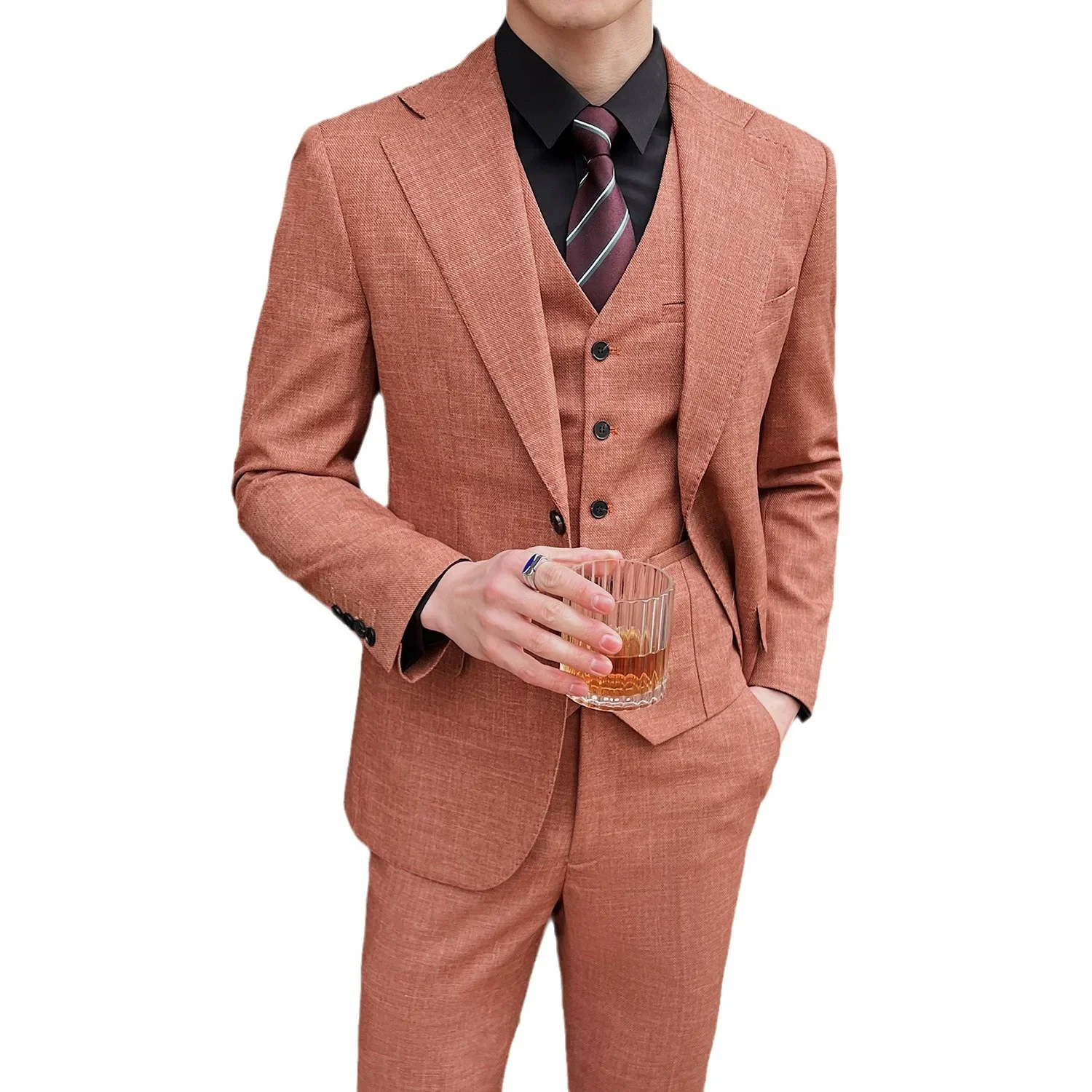 Men's Slimming Western-Style Suit Jacket Casual Professional Spring Summer Three-Piece Set For Business