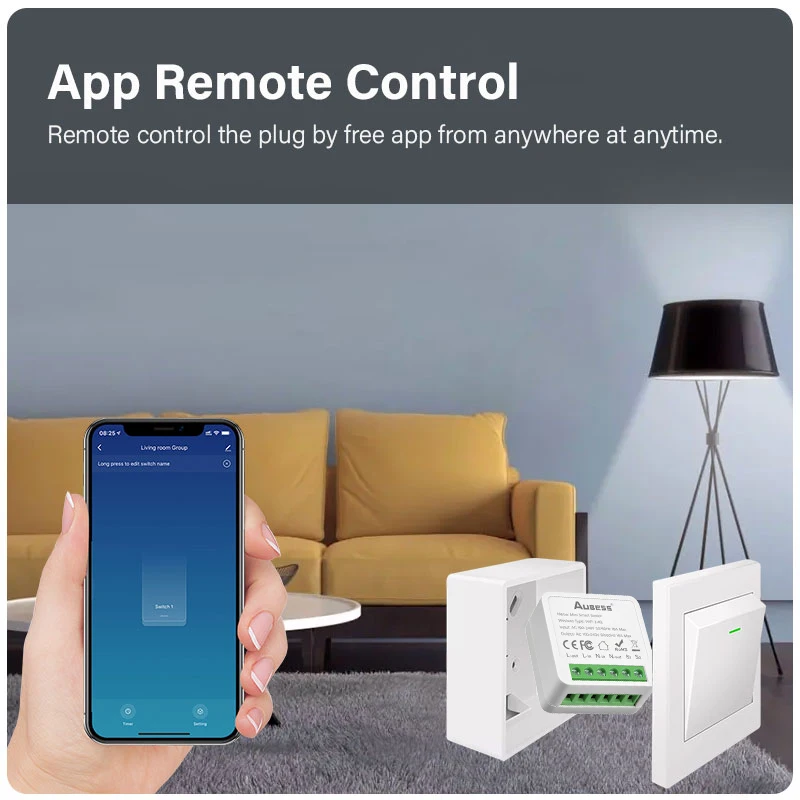 Aubess 16A Tuya WiFi DIY 스마트 스위치 전원 모니터 Alexa Google 홈 Alice Smart Life를 통한 양방향 제어 스마트 홈 자동화