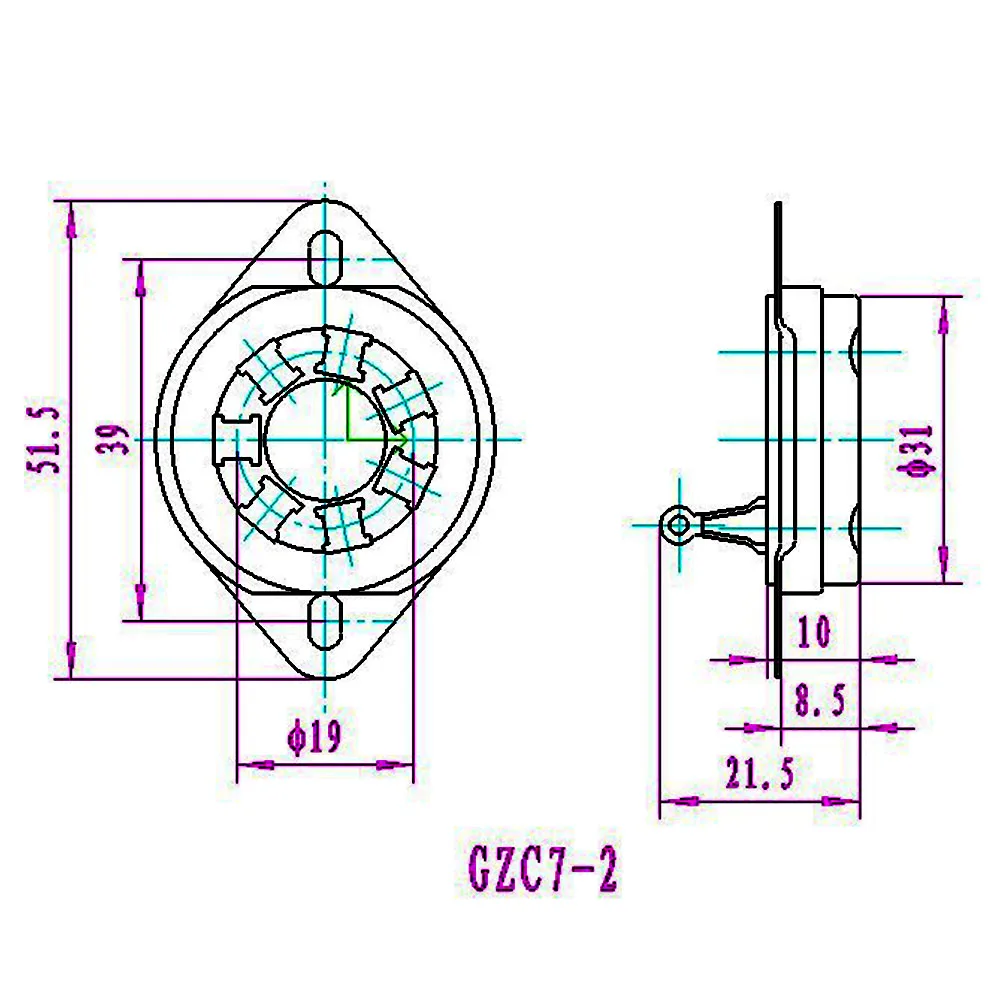 U7B 7PIN Tube Socket Ceramic Valve Base GZC7-2 6A6 FU25 826 832 53 Vintage Audio Amplifier DIY Bottom Top Mount 1PC