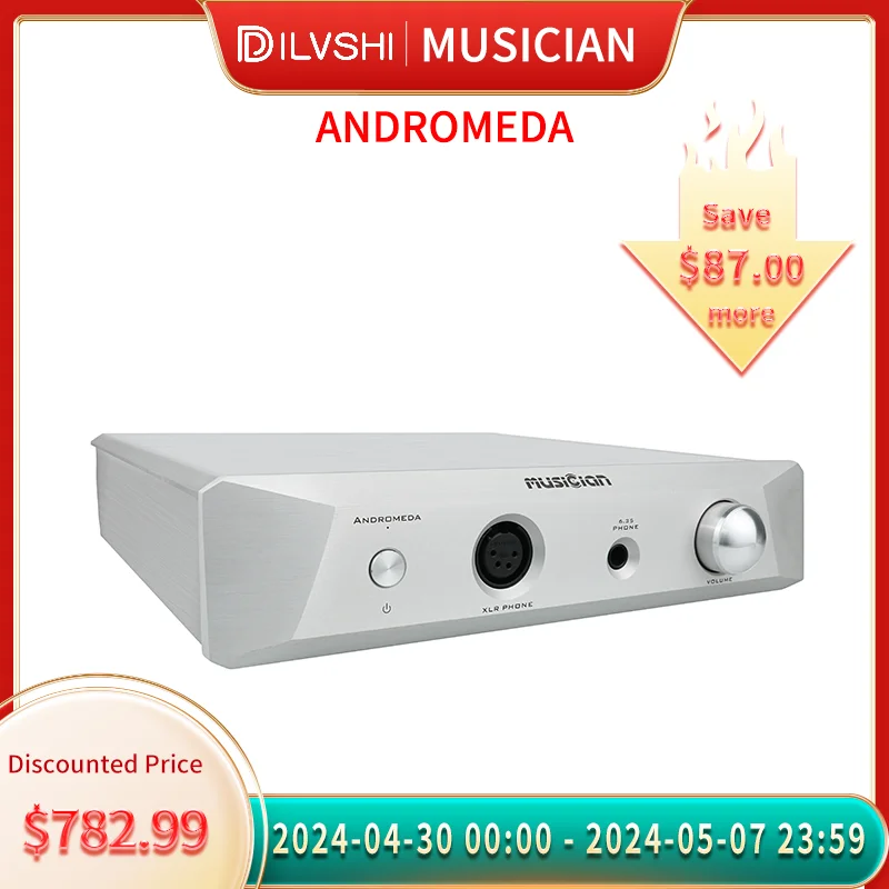 

Musician Andromeda fully balanced pure class A Headphone Amplifier 3pin 4pin XLR 6.35mm 350mW output 8W 128dB Headphone Amp