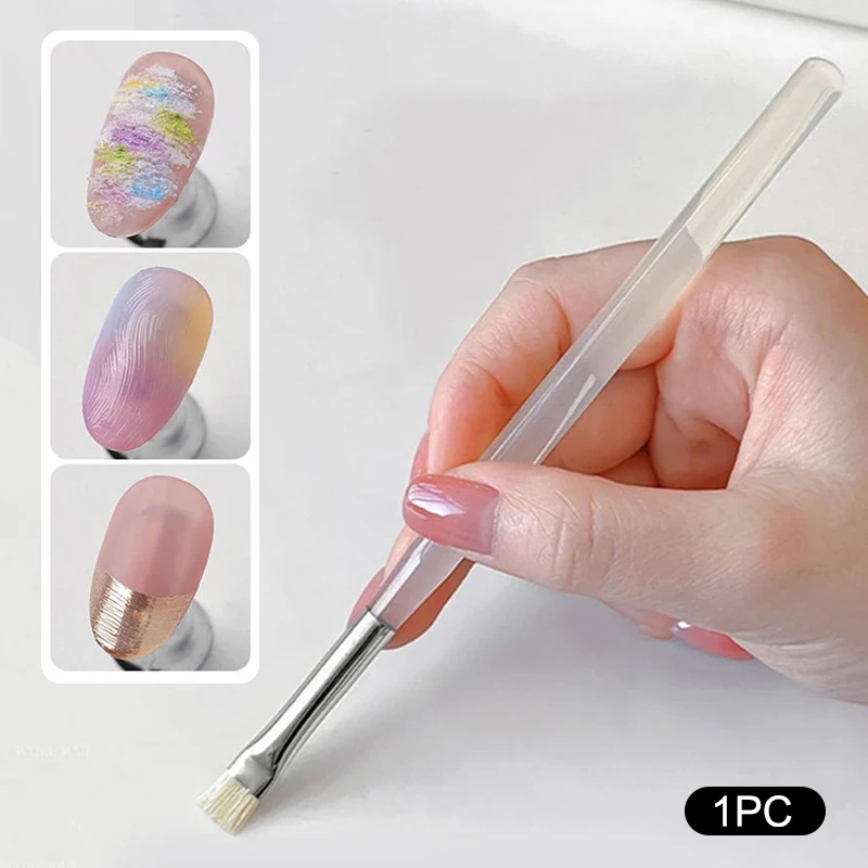 Pennello per Nail Art con Texture, Pennello per French Manicure, Pennello per Fototerapia, Strumento in Plastica per Pittura Manicure, Penna per Smalto - immagine 2