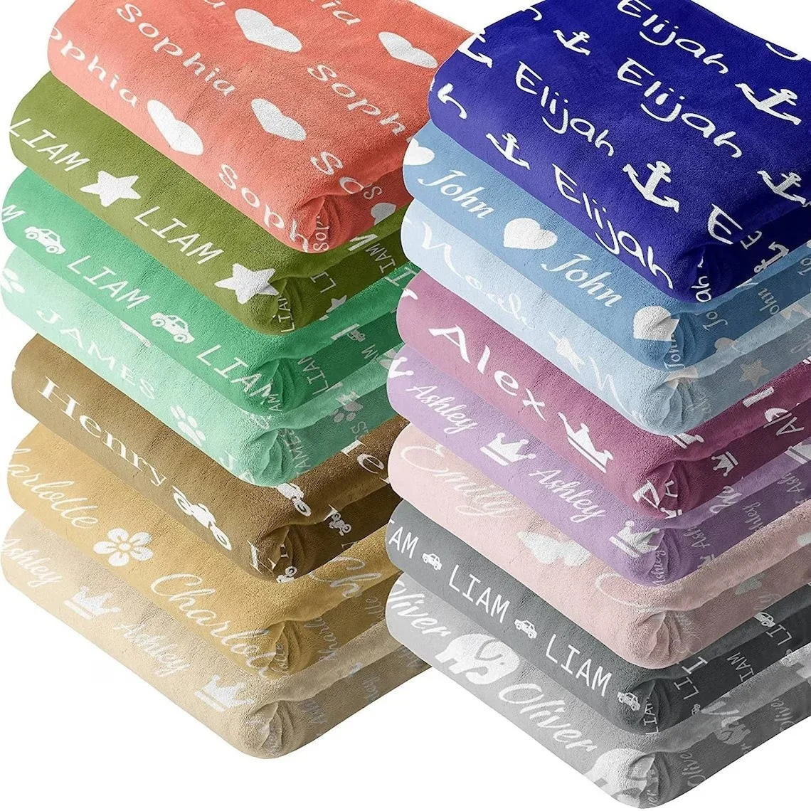 36-Farben-Decke mit individuellem Namen, Flanell, Geschenk für Babys und Kinder, individueller Bezug, weicher Fleece-Polyesterstoff für Campingreisen – Detail 9