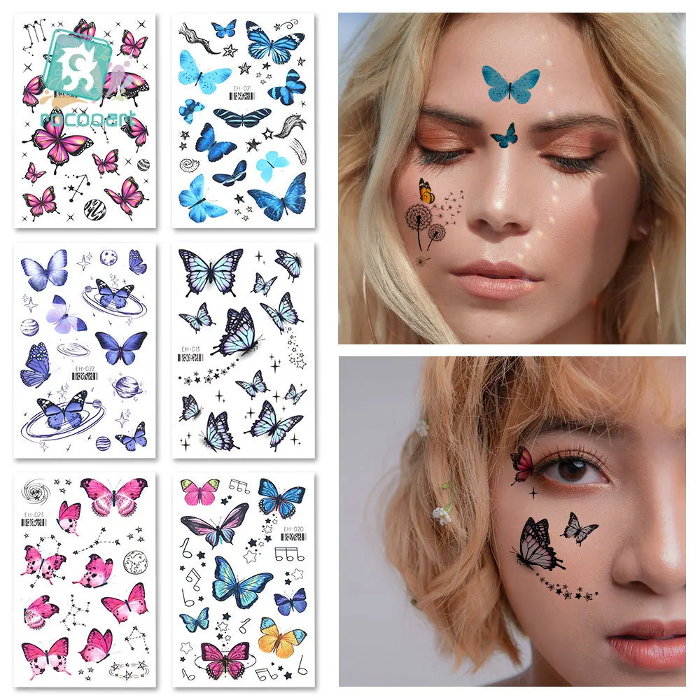 

New Deisgner Butterfly Temporary Tattoo Sticker Waterproof Colored Face Arm Body Party Makeup Decoration Water Transfer Sticker