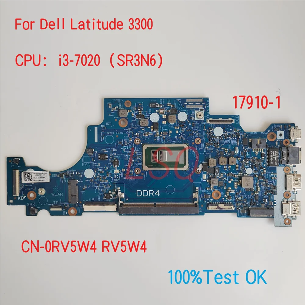 

17910-1 для Dell Latitude 3300 материнская плата для ноутбука с CPU i3 CN-0RV5W4 RV5W4 100% ТЕСТ ОК