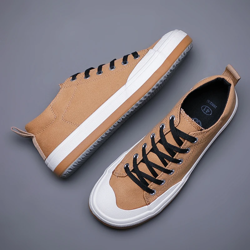 Men Canvas Shoes Casual Lace Up Sneakers Summer Fashion Breathable Vulcanize Shoes Rubber Flats Outdoor Autumn Casual Man Shoes 5