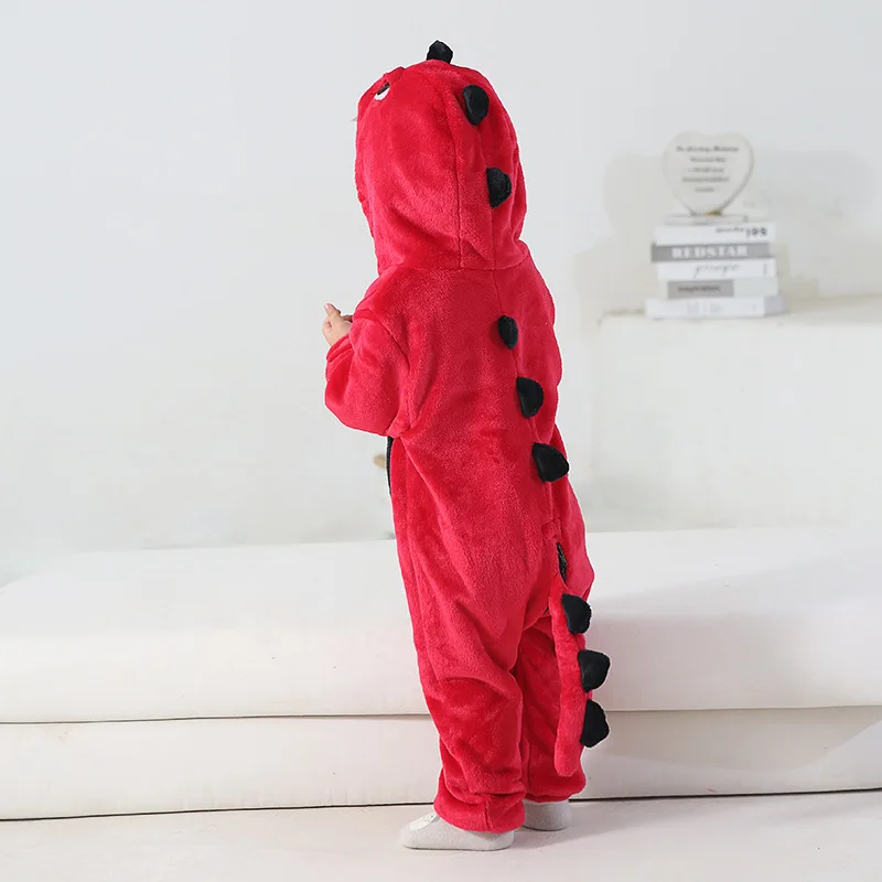 Boys Dinosaur Kigurumi Pajamas Winter Warm Flannel Bodysuit Onesies Unicorn Lion Jumpsuit Animal Pyjamas