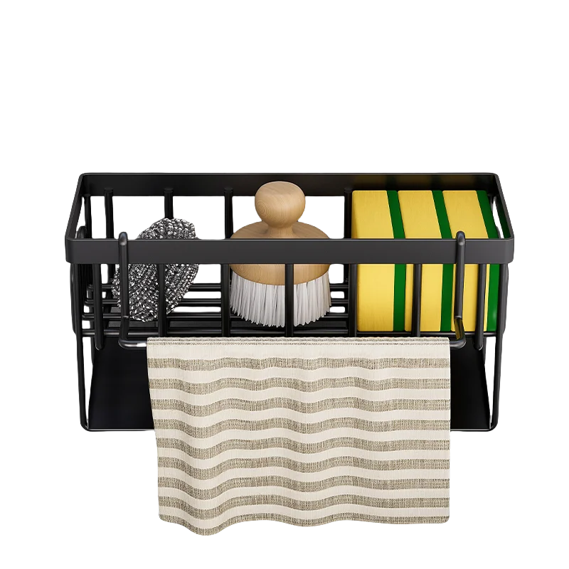Self-Draining Kitchen Sink Organizer for Soap, Sponges, and Brushes